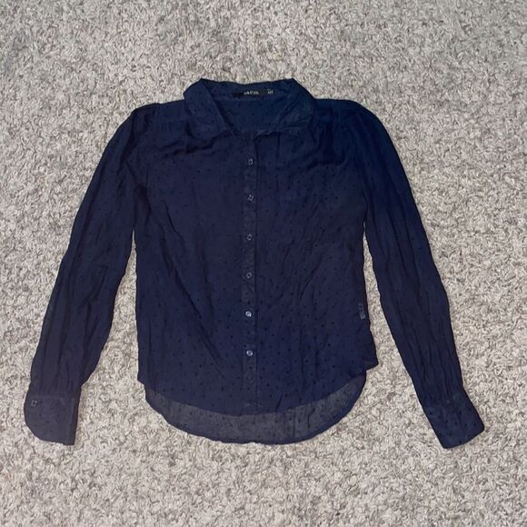 Ark & Co. Longsleeve Collared Blouse Heart Polka Dot - Picture 10 of 13